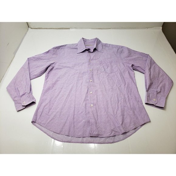 Masons Mens Shirt Long Sleeve Collared Button-Up Made In Italy Purple Size XL - Picture 1 of 9
